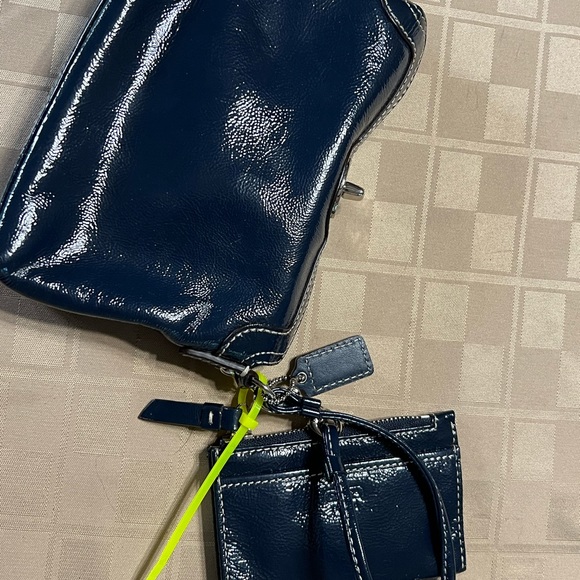 Coach Mini Purse 8” X 6” & Credit Card Holder 4.5” X 3” Navy Blue Dust Bag EUC - Picture 2 of 4
